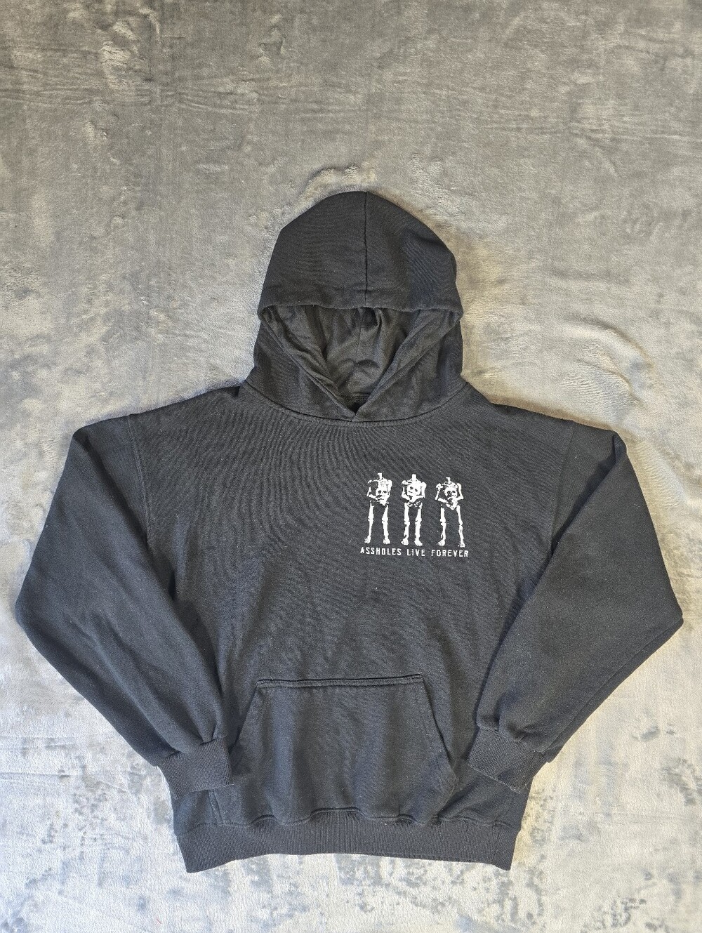 Assholes Live Forever Skeleton Hoodie Size Medium Black